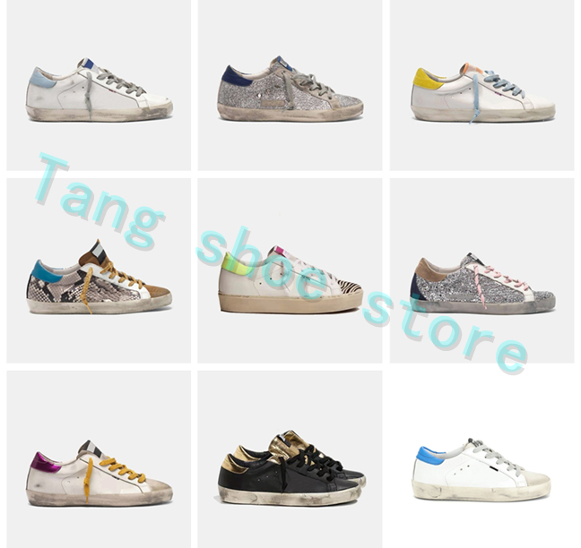 

2021 Women Men Dirty Shoes Fashion Do-old Superstar Casual Flat Leather Suede White Golden Size 35-46, 25