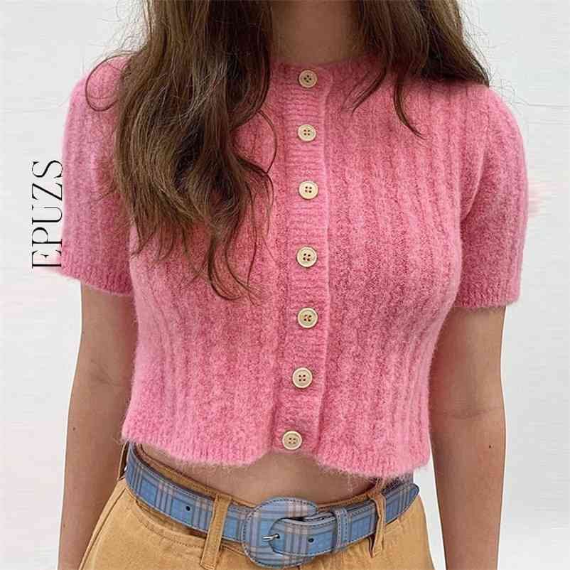 

Sexy cute Pink cardigan women crop sweater button cropped streetwear v-neck korean 210521, Green