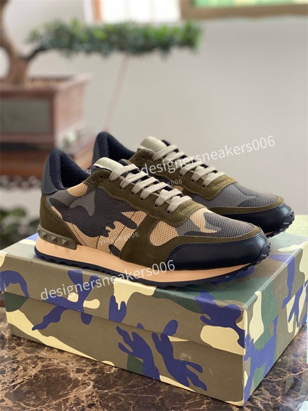 

2022 New Quality Camouflage Sneaker Designer Womens Mens Rivet Shoes Studded Flats Mesh Camo Suede Leather Casual Trainers runner Dress Shoes size38-46, 07