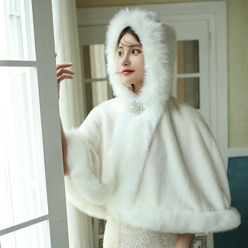 

Scarves Imitation Wool Shawl, Dress Warm Evening With A Hat Cape