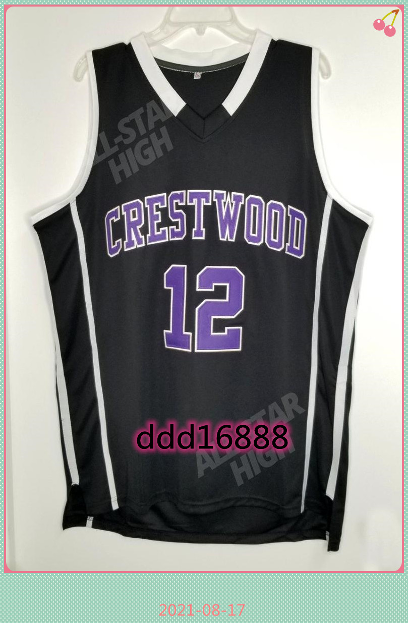

#12 Ja Morant Crestwood High School basketball jersey Men's Double Stitched Embroidery Customize any name and number, Black