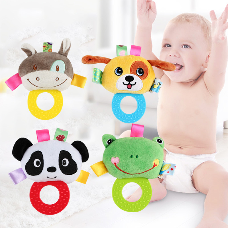 

Childrens Soft Plush Monkey Panda Lion Dog Baby Rattles Hand Hanging Bed Stroller Teether Rattle Cellphones Baby Teether Toys