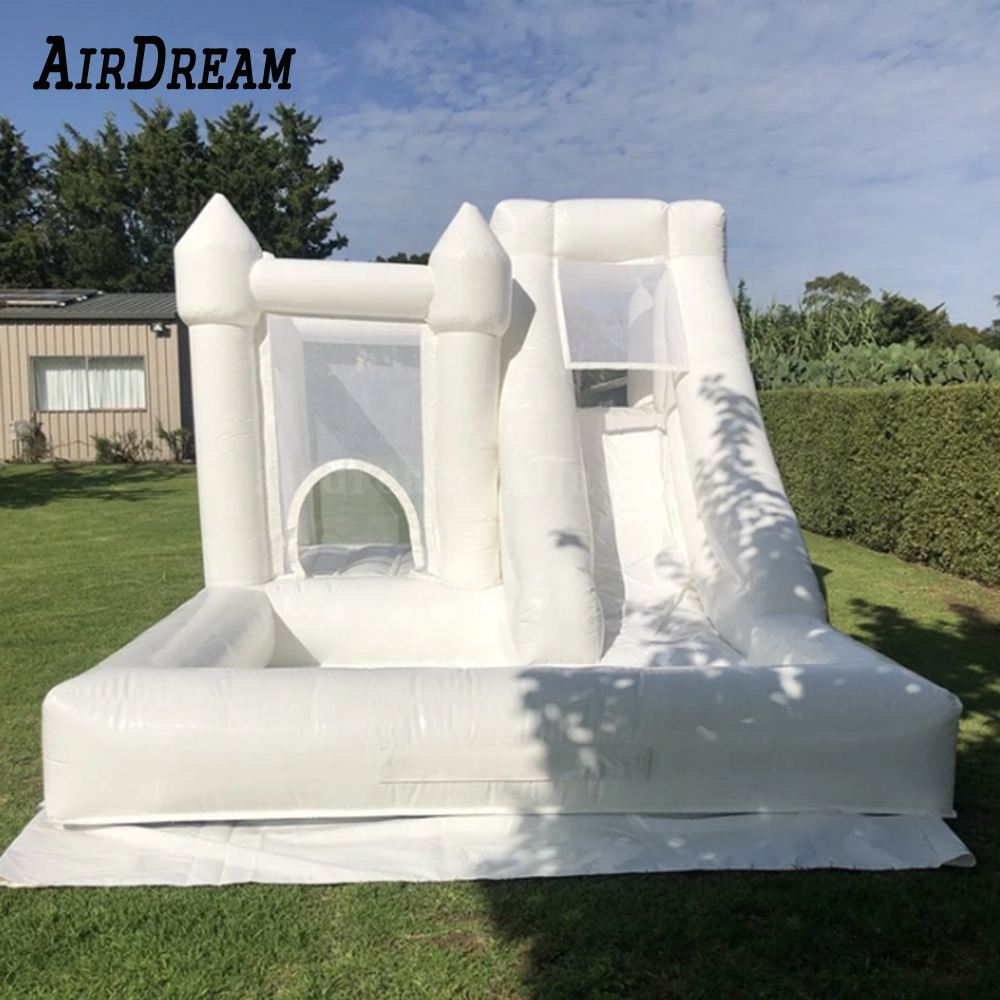 

Outdoor Rental Inflatable White Bounce House Bouncer castles Wedding Bouncy jumping Castle jumper With Slide ball pit For Kids177J