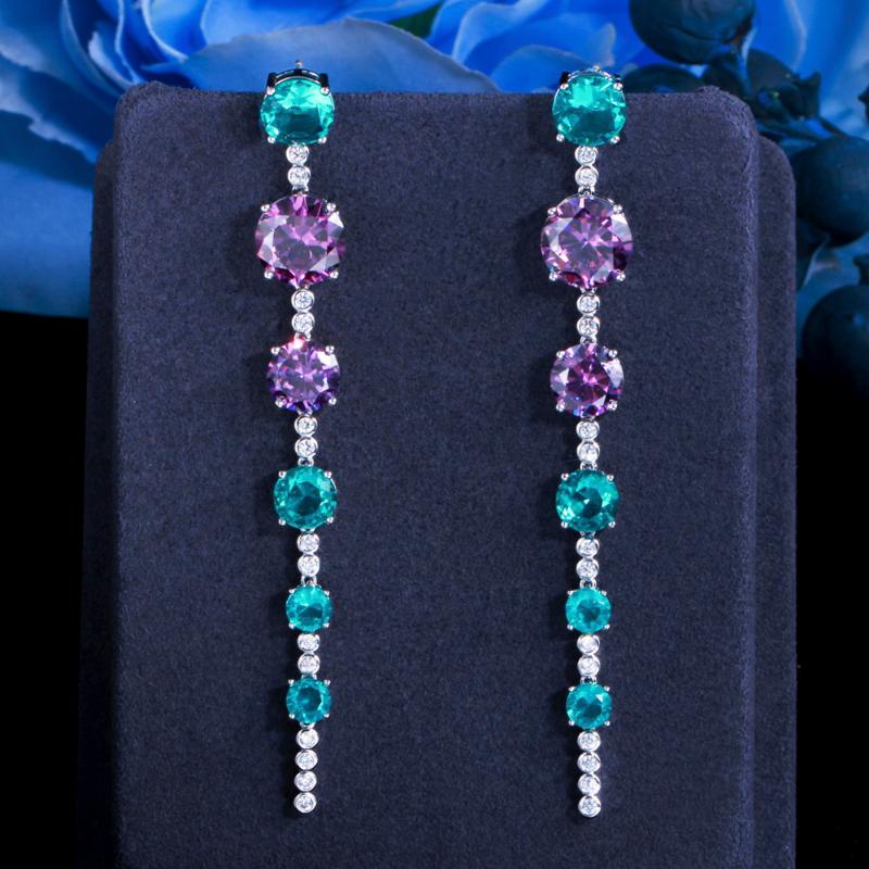 

Dangle & Chandelier ThreeGraces Fashion Cubic Zirconia White Gold Color Super Long Dangling Drop Earrings For Women Chic Party Jewelry ER643, Silver