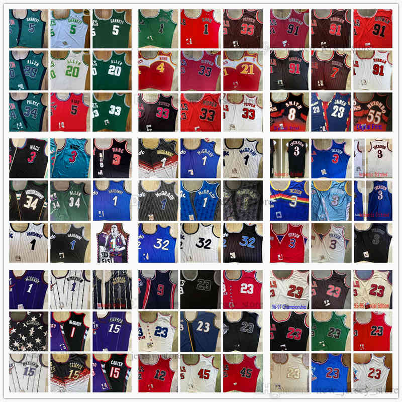 

Mitchell and Ness Real Stitched East Basketball Jerseys Retro Ray Derrick Allen 1 Rose 3 Iverson Kukoc Pippen Kevin Rodman Garnett Pierce McGrady Wade Hardaway, Choose number on photo