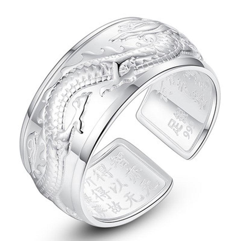 

Cluster Rings Sterling Silver Original Flying Dragon Japanese Big Non-Mosaic Aristocratic Domineering Open Adjustable Men's Ring