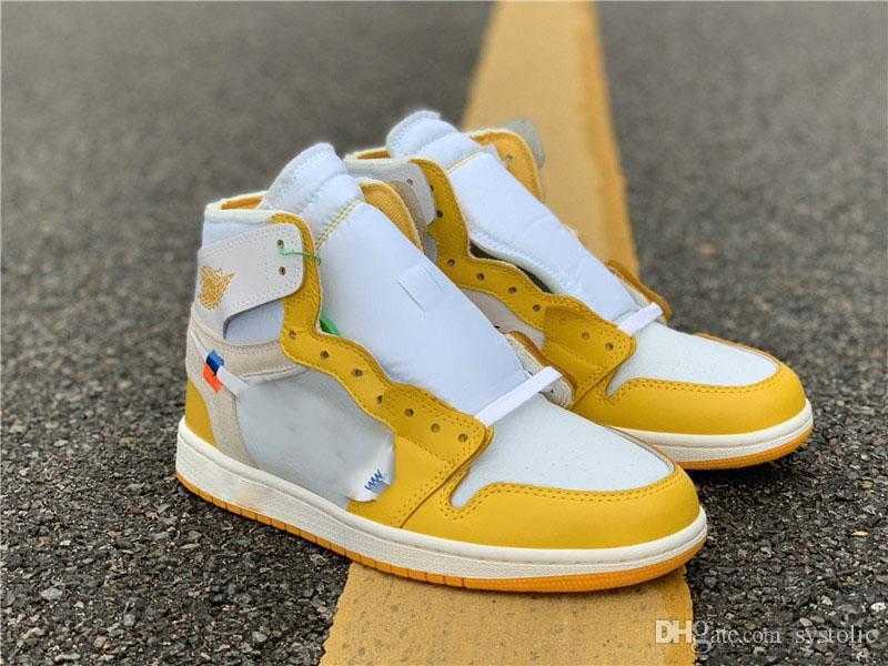 

Newest Off Authentic White 1 Canary Yellow Chicago UNC Powder Blue 1S Women Basketball Shoes Sports Sneakers With box