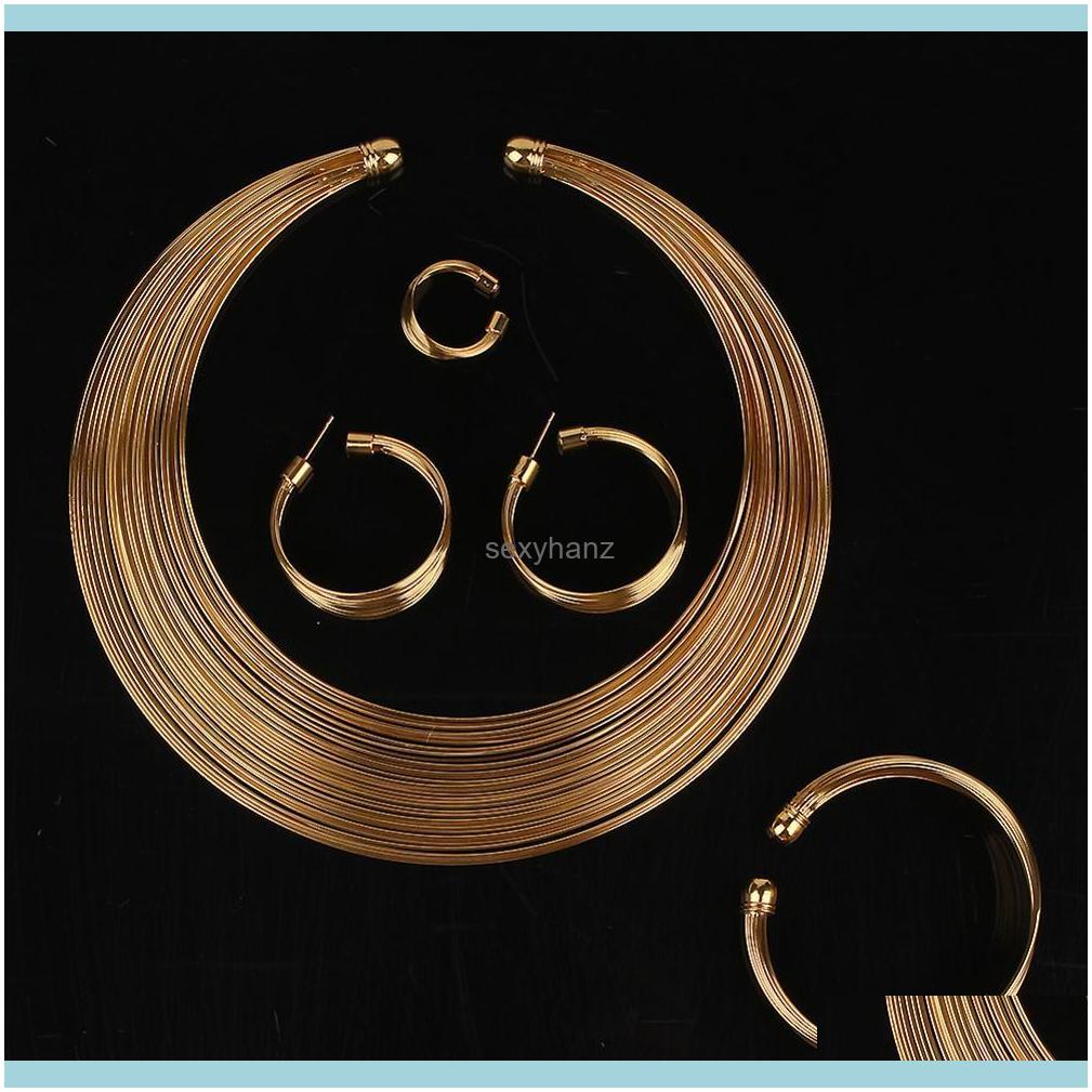 

& Sets 4Pcs/Set Exotic Nigerian Bridal Circle Necklace Earrings Bracelet Ring Wedding Party Engagement Jewelry Set Drop Delivery 2021 Uns1L, As pic
