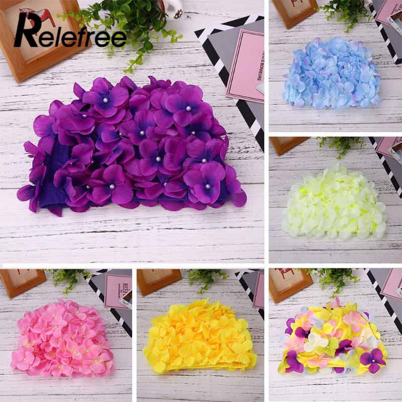 

Three-Dimensional Flower Petal Ladies Swim Cap Chinlon Spring Hat For Women Swimming Caps