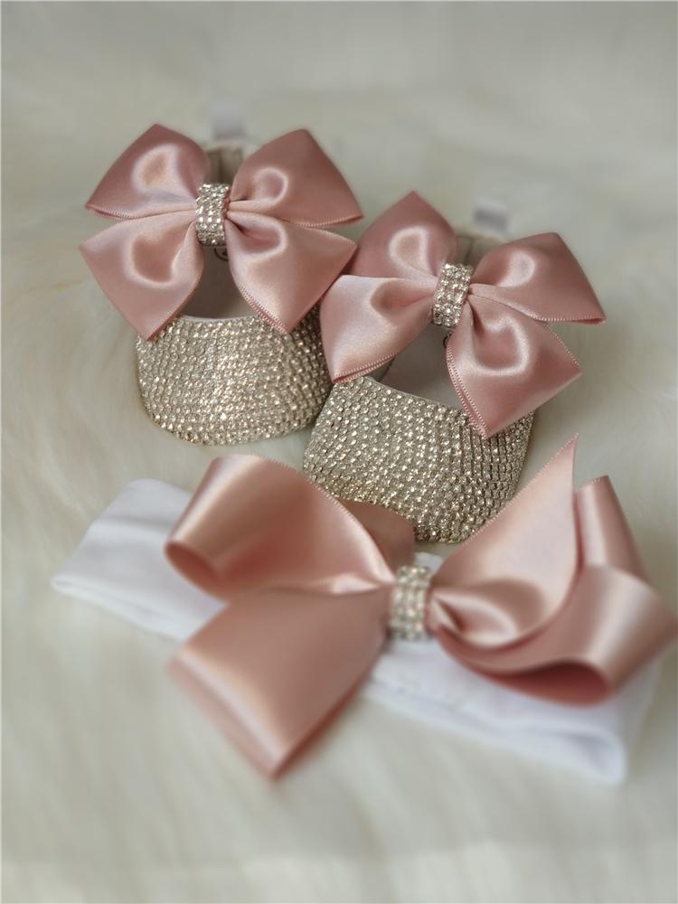 

Flat Shoes Dollbling Vintage Glitter Pink Chic Baby Name Luxury Diamond Headband Set Banquet Goddauther Christmas Gift Crib, Black;grey
