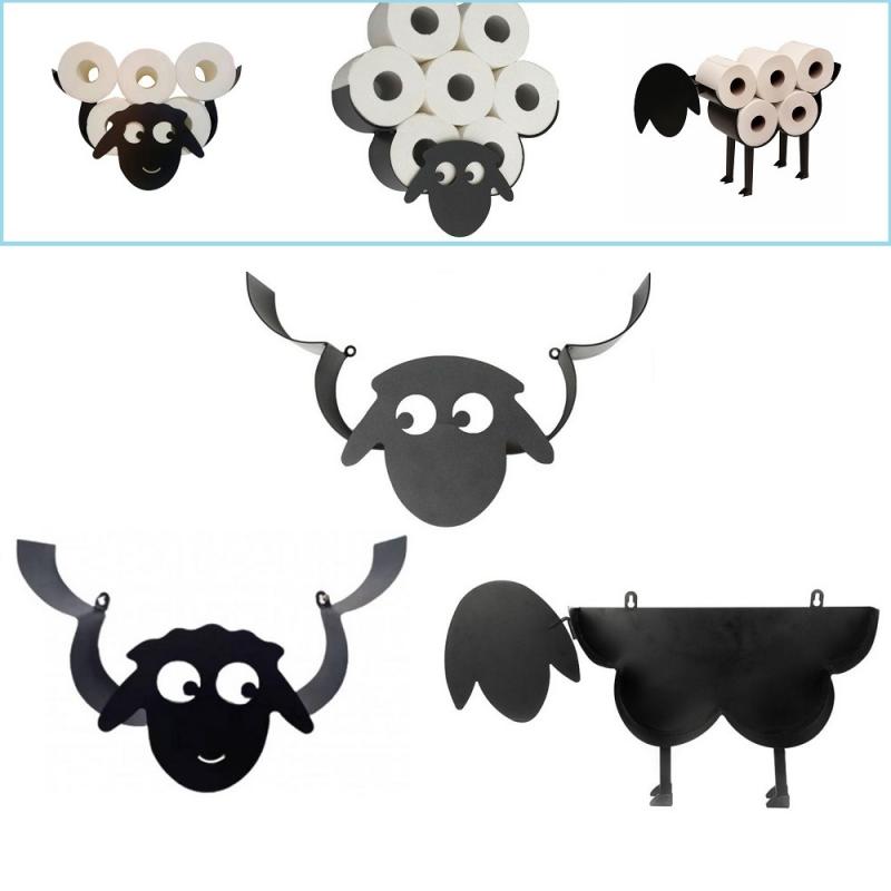 

Toiet Paper Hoders Bathroom Wa Mount Cute Sheep Storage Rack Stand Punch Free Mutipurpose WC Tissue Racks Shef Organizer