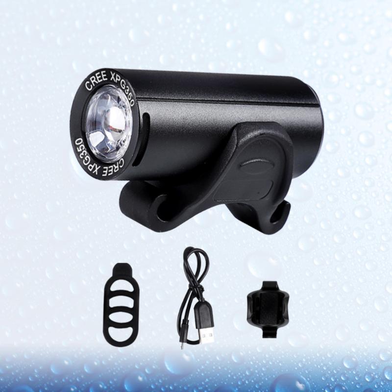 

Bike Lights Black 350 Lumens Waterproof USB Rechargeable MTB Front Light XPG LED Headlight Accessories