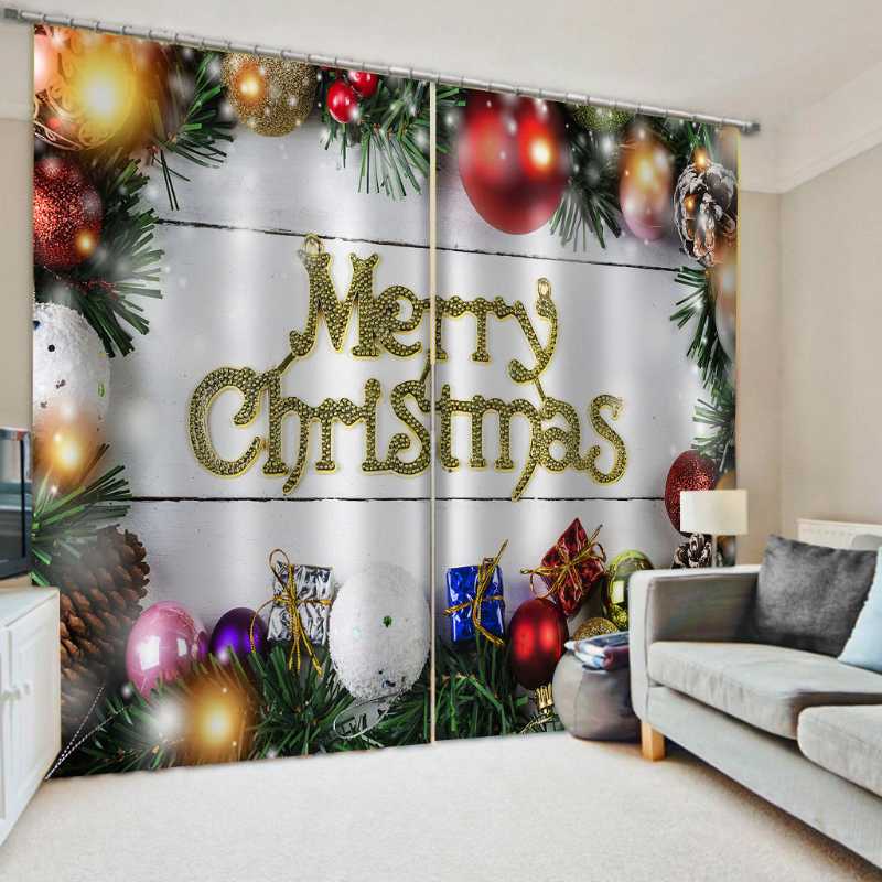 

Curtain & Drapes Merry Christmas Decor 3D Blackout Window Curtains For Children Living Room Bedroom Cortinas Kids Gift, As pic