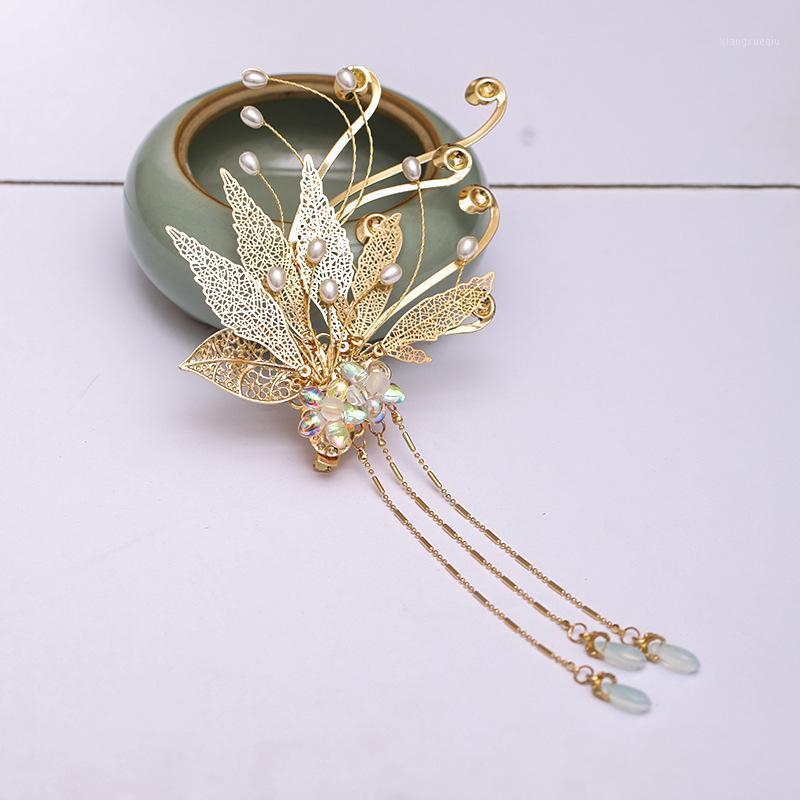 

Hair Clips & Barrettes Traditional Chinese Hairpins Gold Color Metal Long Tassel Headpieces Hairgrips For Bride Noiva Wedding Jewelry Access, Golden;silver