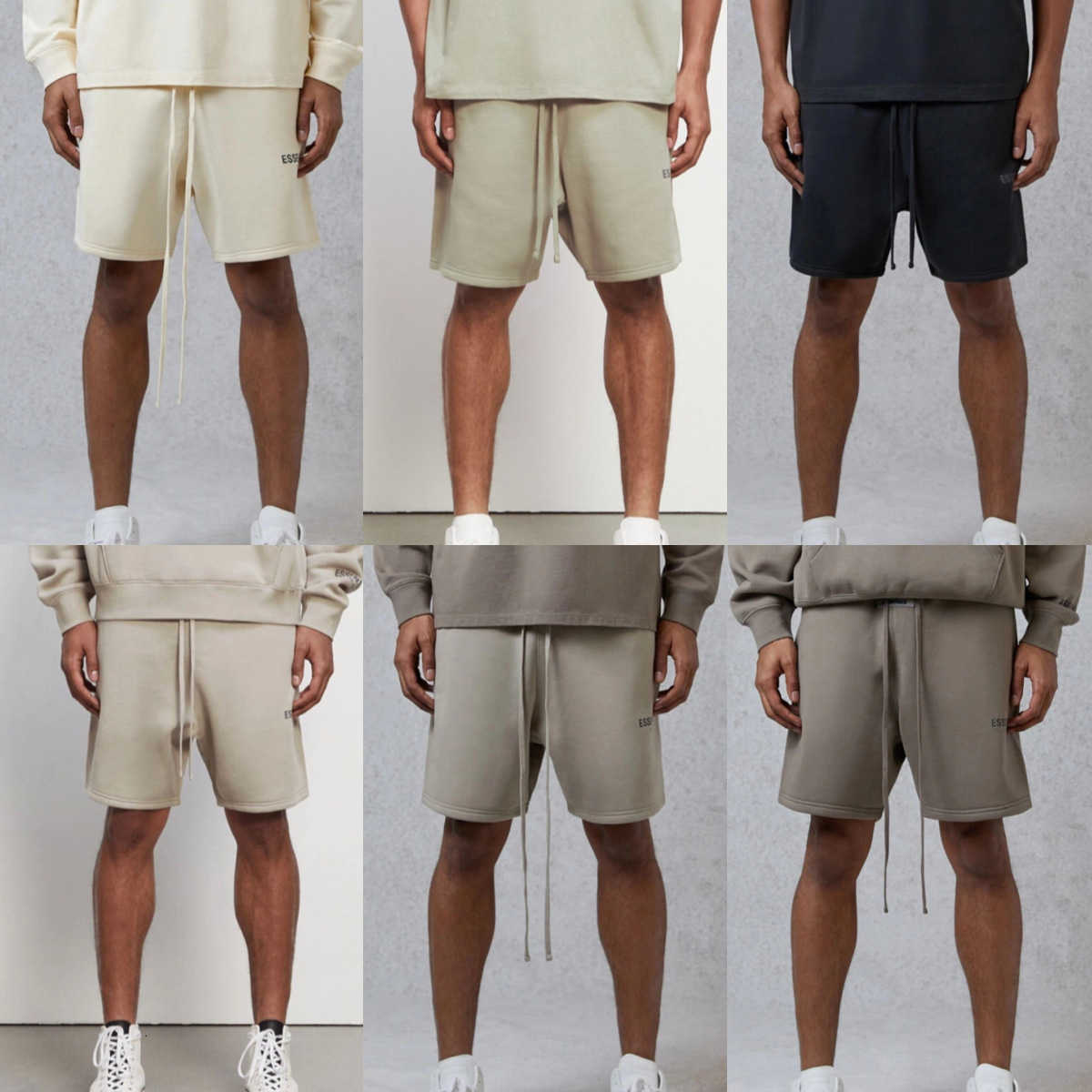 

Feel of God fog double line essentials guard pants light fleece 5-point shorts 3M letter reflectiveHDVF, White;black
