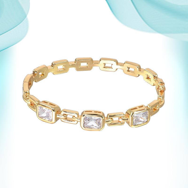 

Bangle Women's Fashion Simple Gold Plated Copper Wide Hand Accessory Crystal Stone Birthday Party Gifts Making Supplies