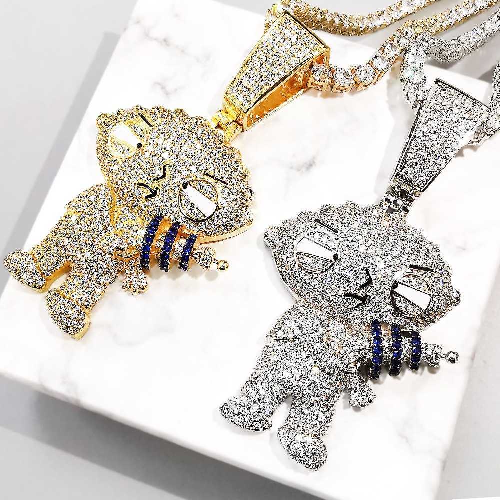 

Punk Cartoon Figure Pendant Tennis With Chain New Arrival AAA Zircon Mens Necklace Fashion Hip Hop Jewelry Gifts X0707