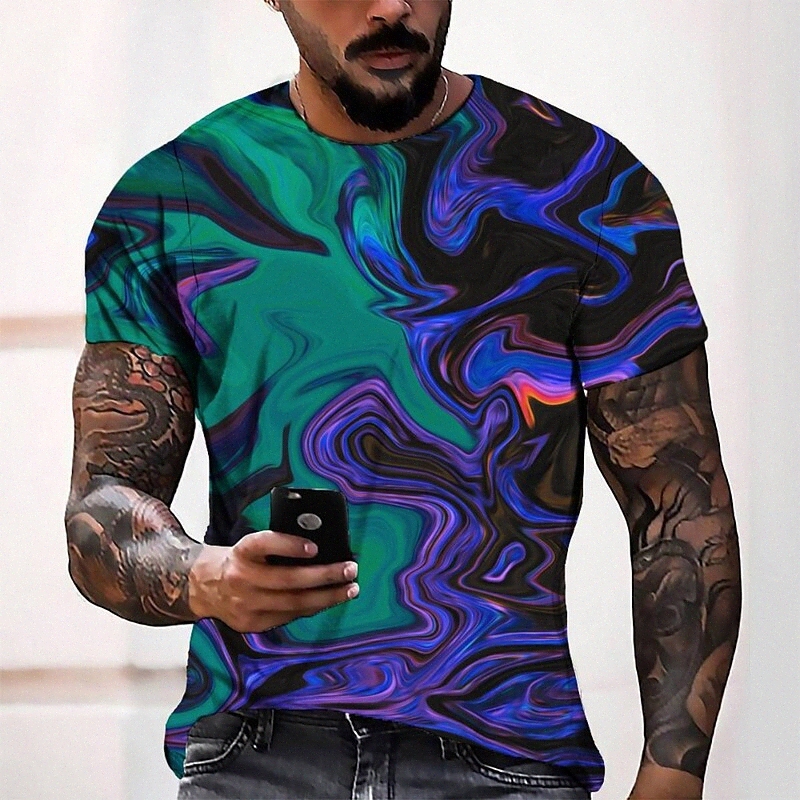 Men's Tee T shirt 3D Print Graphic Round Neck Casual Daily 3D Print Short Sleeve Tops Fashion Designer Cool Comfortable Blue B7Bz#
