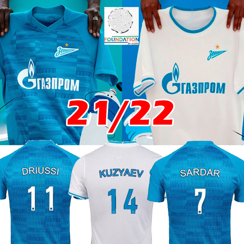 

2021 2022 Zenit Home Blue Soccer Jersey DZYUBA AZMOUN jerseys OZDOEV KOKORIN SANTOS BARRIOS Lovren ROBSON-KANU MALCOM Football shirts Thailand -4xl, 20 21 home