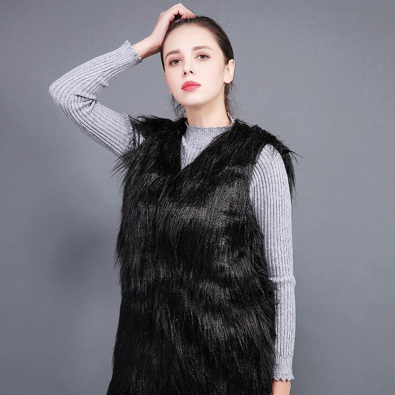

Women' Fur & Faux Furry Female Women Jacket Sleeveless White Coat Femme Vest Clothing Abrigos Mujer KJ402