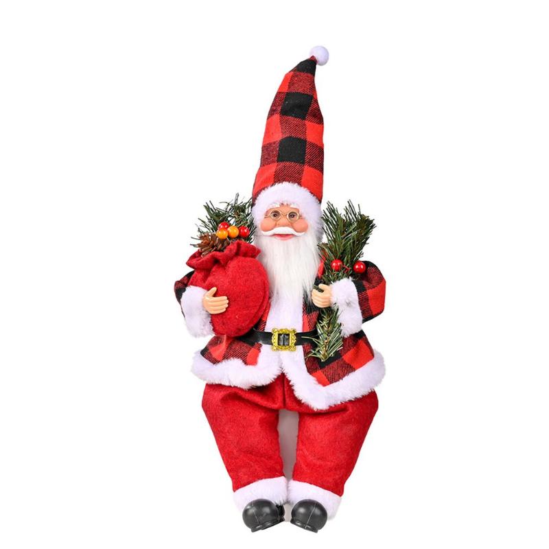 

Christmas Decorations Santa Claus Doll Holding Matsuba Stuffed Figurine Figure Decoration Table Top Ornament For Party