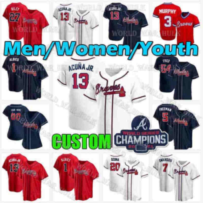 

Braves 5 Freddie Freeman 2021 World Series Champions Jersey 13 Ronald Acuna Jr. Eddie Rosario Austin Riley 12 Jorge Soler Ozzie Albies Dansby Swanson Adam Duvall Acuña, Men custom 2021 new cool base(y s)