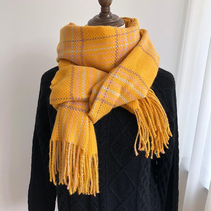 

Scarves Winter 2021 Cashmere Scarf Ladies Design Warm Blanket Four-wheel Women's Shawl Decorative Down, Blue;gray