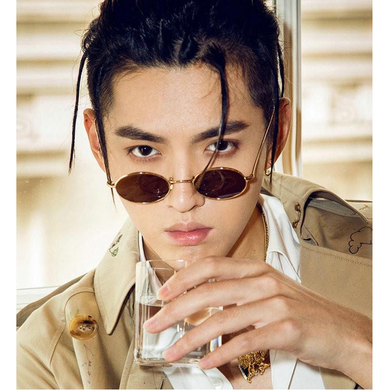 

Metal Frame Small Oval Sunglasses Men Designer Fashion Women Vintage Sun Glasses 2021 Eyewear Black FML, White;black