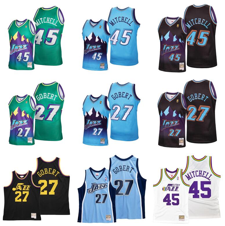 

Stitched NBA jersey Utah Jazz 45 Donovan Mitchell27 Rudy Gobert Mitchell & Ness Hardwoods Classics retro basketball jerseys men women youth S-6XL
