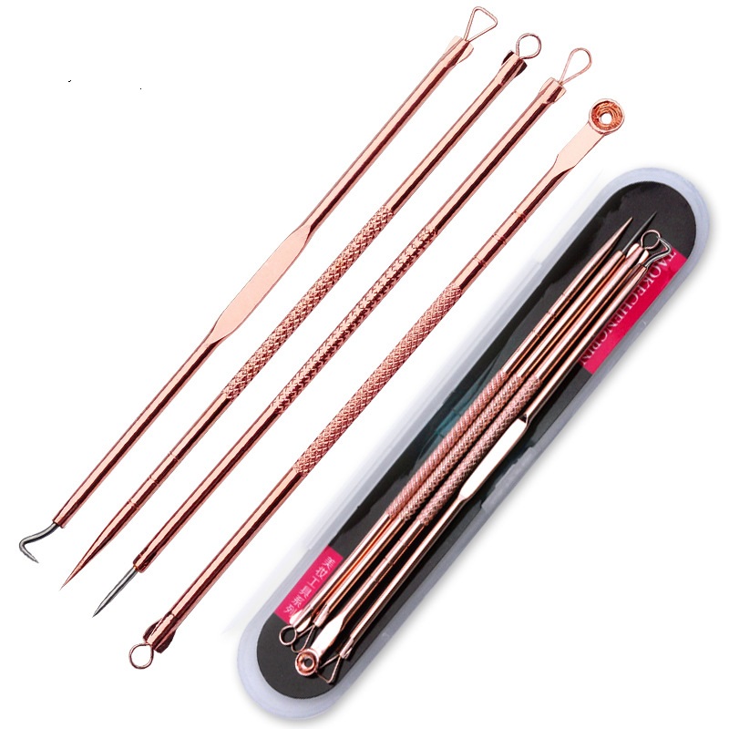 4PCS/set Professional Dual Heads Blackhead Remover Kit Skin Care Tools Pore Cleanser Tool Acne Needle Blackhead Blemish Pimple Extractor Tool