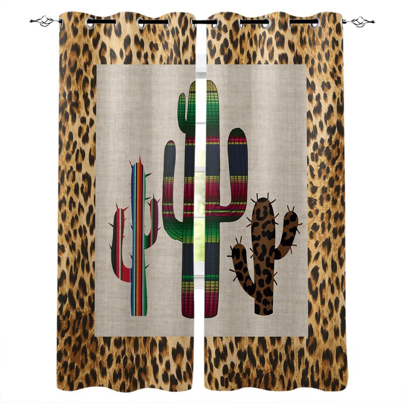 

Curtain & Drapes Leopard Stripes Cactus Tropical Living Room Curtains Children's Bedroom Modern Home Decoration