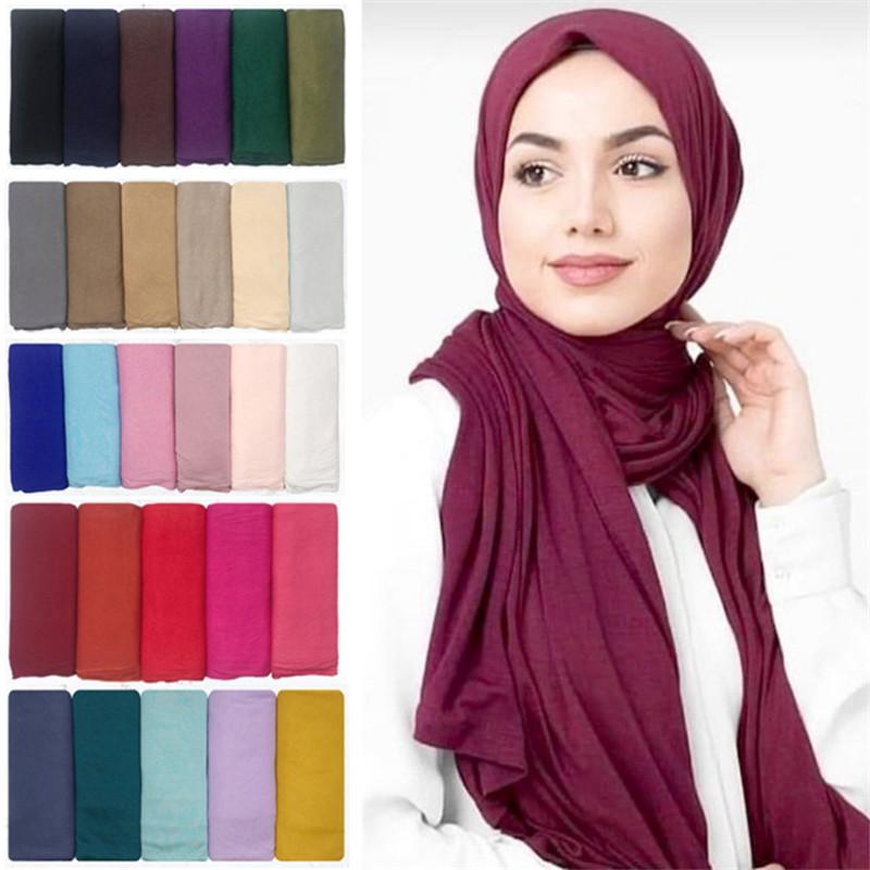 

Ethnic Clothing 2021 Selling Modal Cotton Jersey Hijab Scarf High Quality Stretch Muslim Scarves Women Plain Headband Foulard Wrps 170*55cm