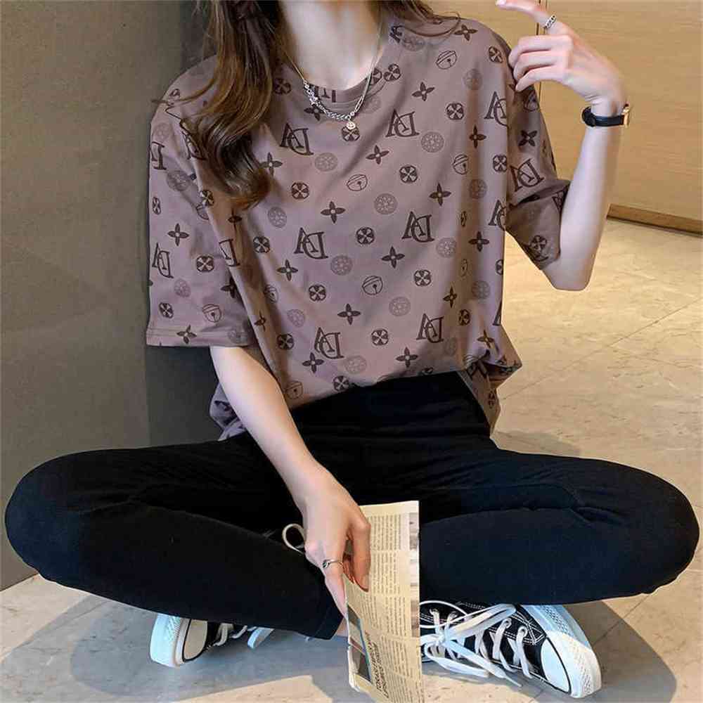 

Summer Women's Cotton Short Sleeve T-Shirt Round Neck Casual Loose Fashion Tshirt Ladies Girls Clothes Full Printed T Shirts Tee Tops G65GWGH, Red pitaya