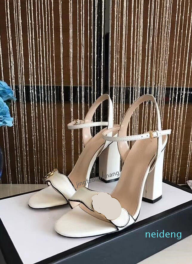 

Designer Sandals leather high heel sandal women's shoes summer office wedding button open toe decoration sexy nightclub dance T-2021