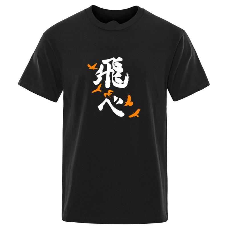 

Men' T-Shirts Cartoon Haikyuu T Shirts Men Hip Hop Japanese Anime Mens Shirt High Graphic Harajuku Cotton Short Sleeve, Black