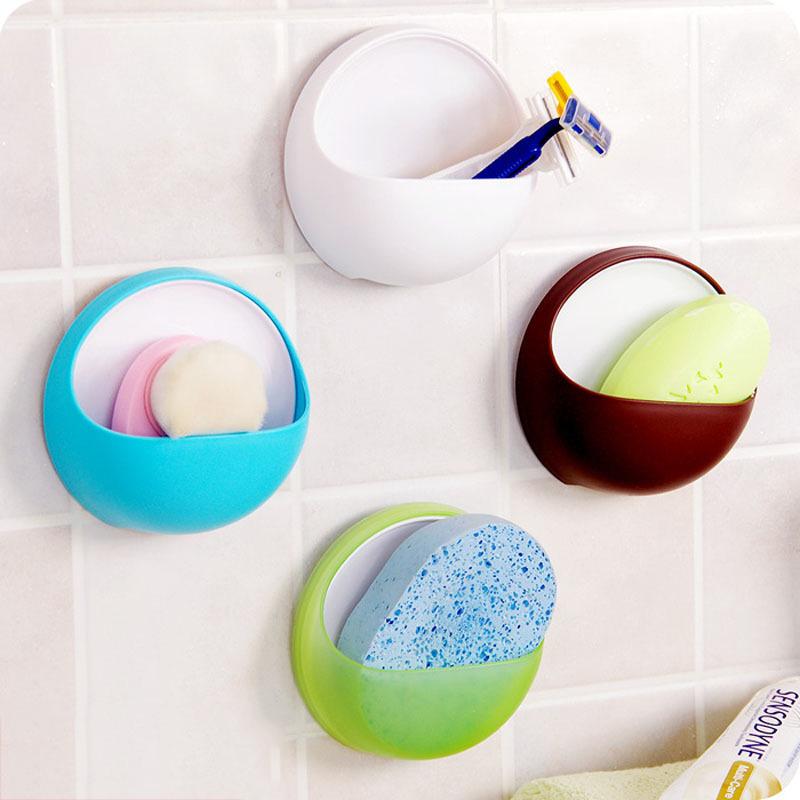 

Storage Boxes & Bins DINIWELL Plastic Suction Cup Soap Toothbrush Box Dish Holder Bathroom Shower Hanging Sponge Container, Blue