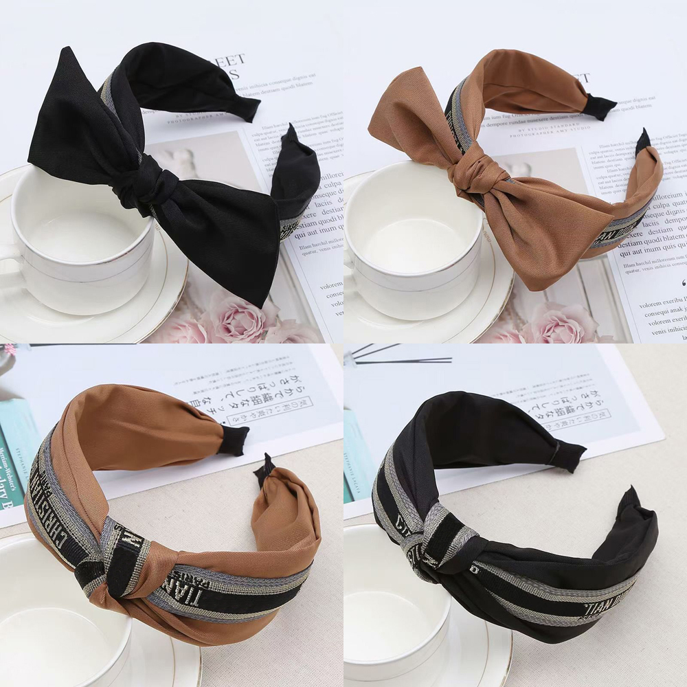 

11color Designer Bowknot Headbands Women Vintage Letters Print Hair Hoop Headwrap Wide Edge Knotted Luxury Twist Turban Small Sweet Wind Headwear Accessories