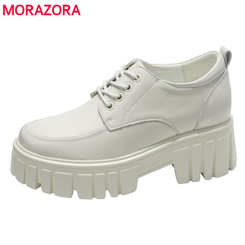 

2021 Cow Leather Square High Heels Women Pumps Lace Up Spring Summer Platform Shoes Female Casual Ladies Dress, Black