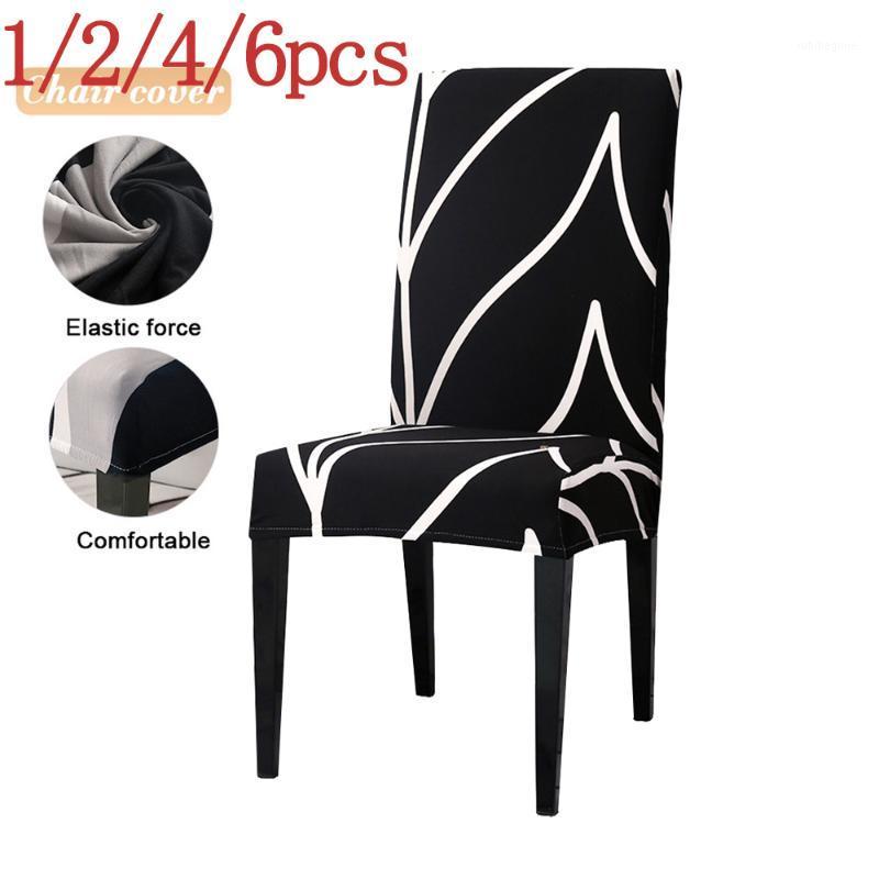 

Chair Covers 1/2/4/6pcs Printed Stretch Elastic Cover Polyester Restaurant Removable Seat For Banquet El Wedding