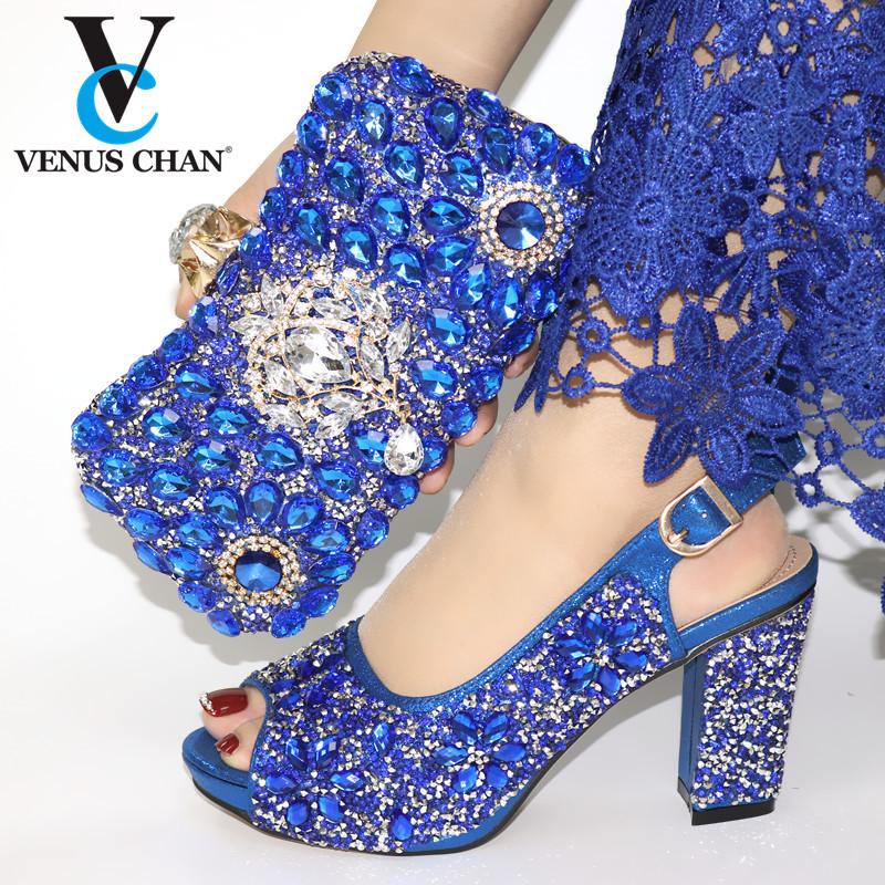 

Top Selling Woman African Peep Toe Shoes And Purse Set Italian Style Square Heels Bag For Fashion Party Sandals, Only purple shoe
