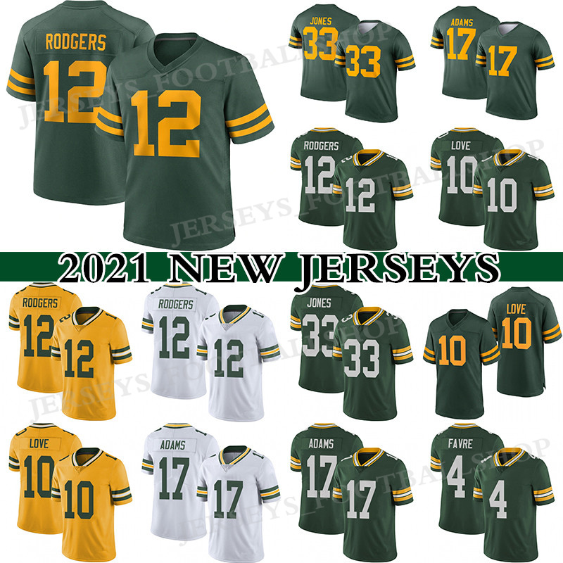 

12 Aaron Rodgers 10 Love 13 Allen Lazard football jerseys 17 Davante Adam GreenBayPackersBrett Favre 33 Jones Men' Stitched, White