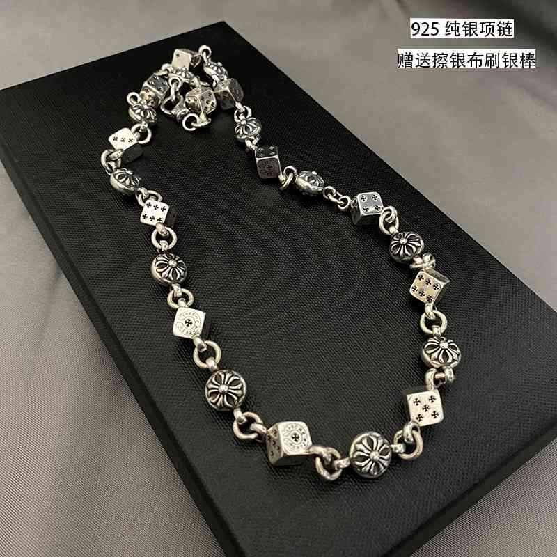 

925 Sterling Fashion croxintai Silver personality anchor trendy hip hop handmade dice Necklace