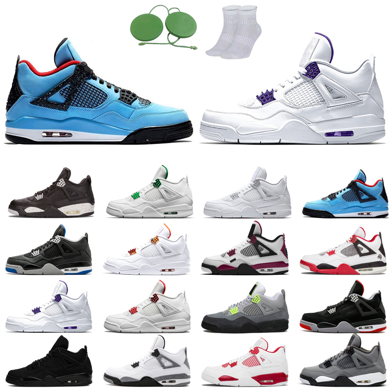 

4s man basketball shoes cool fashion color Black Cat court purple University Red Neon bred Alternate Motorsport orange metallic Sports White Cement Grey Fire oreo