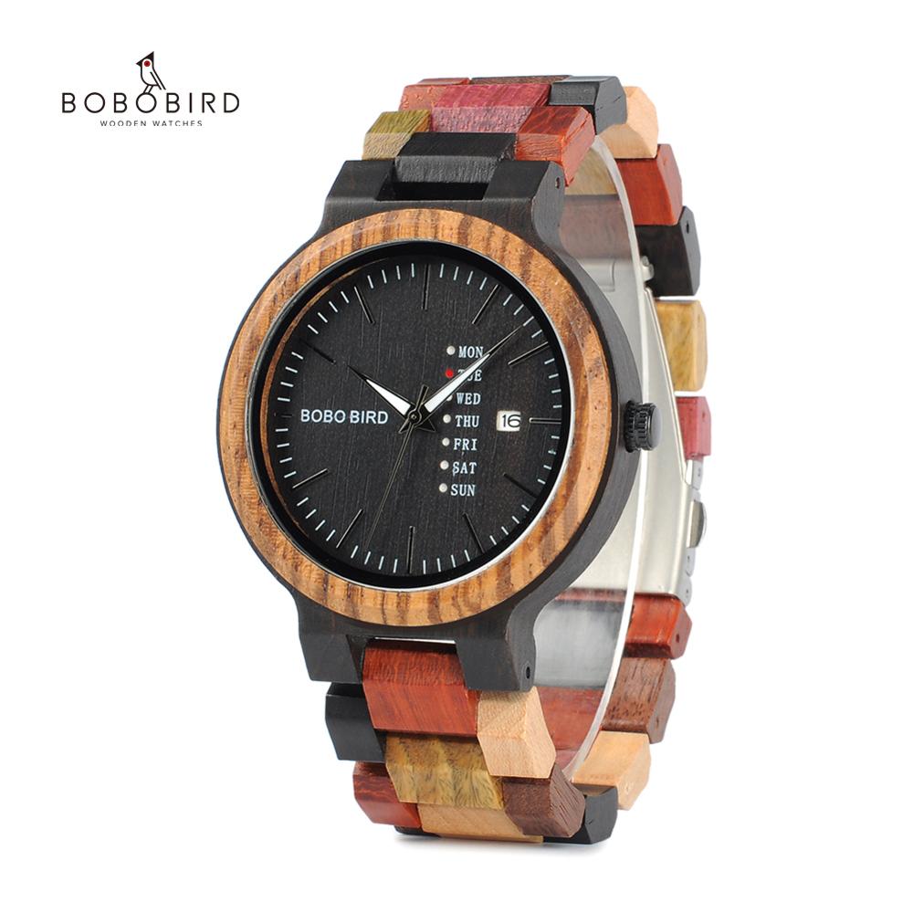 

BOBO BIRD Couple watch Luxury Brand Wood Timepieces Week Date Display Quartz Watches for Men Women Great Gift Dropshipping OEMg, Men p14-1