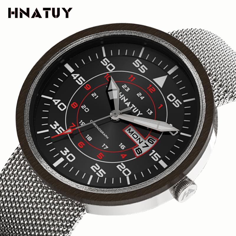 

Wristwatches HNATUY Reloj Original Wood Men's Watches 5bar Water Resistant Quartz Mens Top Brand Stainless Steel Simple Male Watch, Male watch dsl05-1