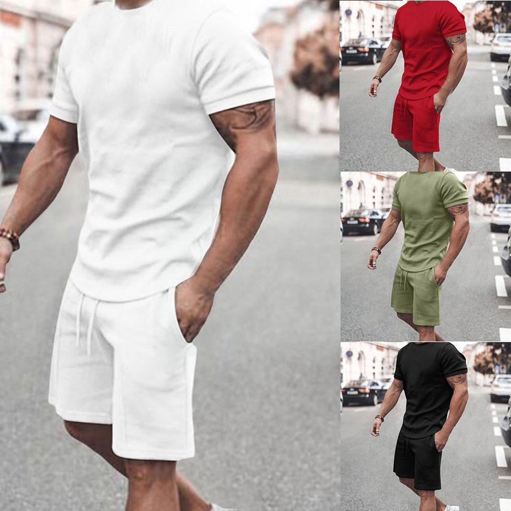 

Designers Summer Male Tracksuit Set Men Casual Shorts Sets Short Sleeve T Shirt +shorts Set Mens Fashion Two Piece Sportswear, Black