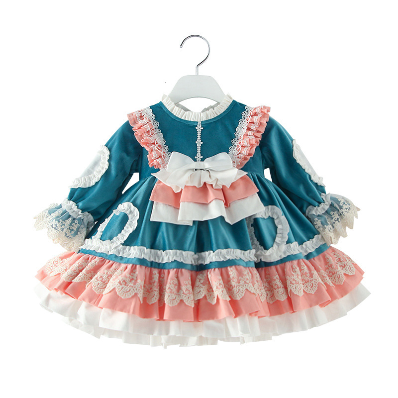 Girls&#039; dresses Girl Veet Spanish infant Lolita Princess Ball Gown for Baby Girls Christmas New Year Robe Children Boutique es-image-673000651