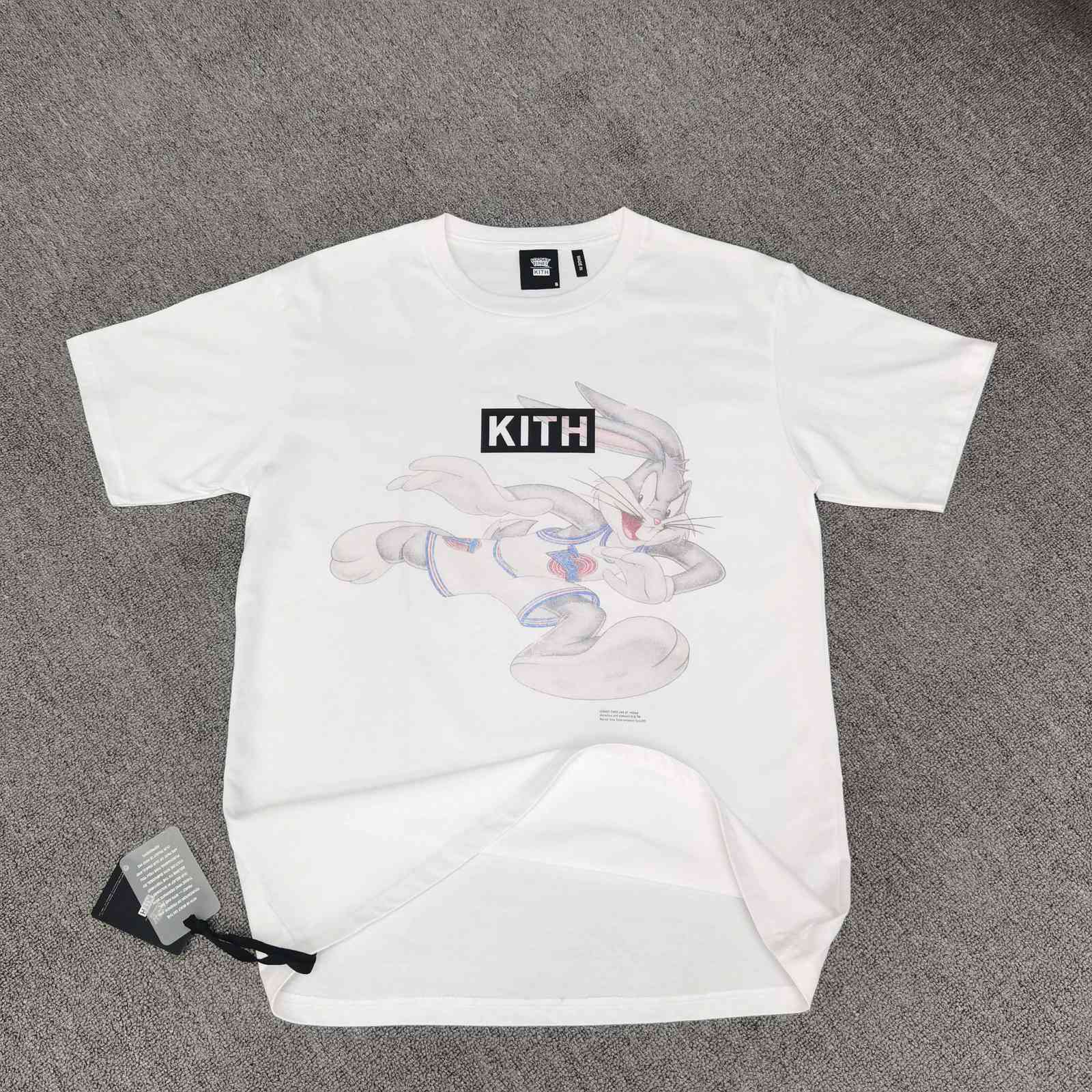 

Bunny Kiss fashion brand big dunk short sleeve loose lovers kith co branded T-shirt, White;black