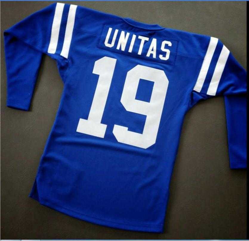 

Custom Men Youth women Vintage Johnny Unitas Mitchell & Ness 1970 3/4 SLEEVE Football Jersey size -5XL or custom any name or number jersey, Blue men s-5xl