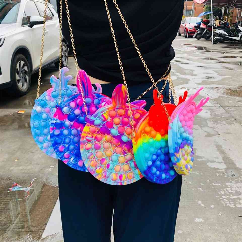 

Tie Dye macaron rainbow fidget crossbody chain bags push pop purses fanny pack backpacks rectangle handbag cometic make up bag pencil case tote bubble popper G83CIQ7, Mixed or list color u need